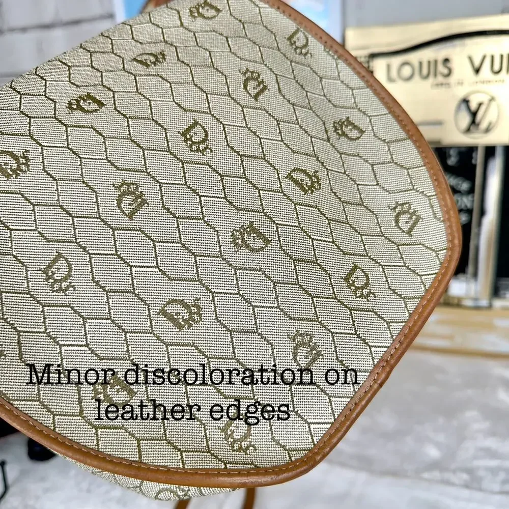 Dior Beige Monogram Canvas Shoulder Bag with Tan Leather Trim - Picture 5 of 16